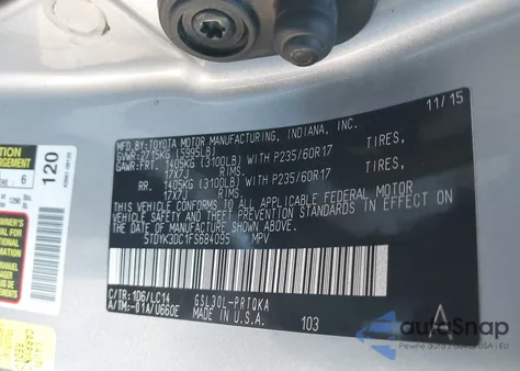 2015 Toyota Sienna Xle 8 Passenger из США, поврежденный, VIN 5TDYK3DC1FS684095